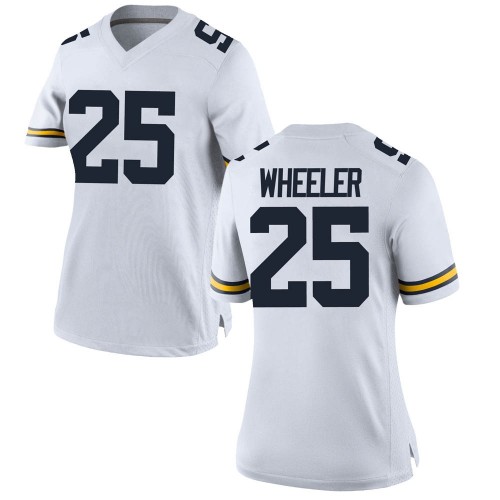 Cornell Wheeler Michigan Wolverines Women's NCAA #25 White Game Brand Jordan College Stitched Football Jersey FMX3754MO